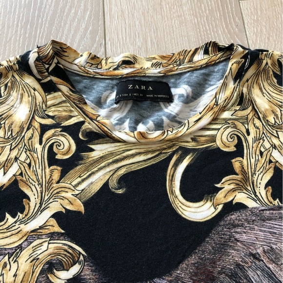 Zara Eagle Print T Shirt in Black Size S - Picture 4 of 9